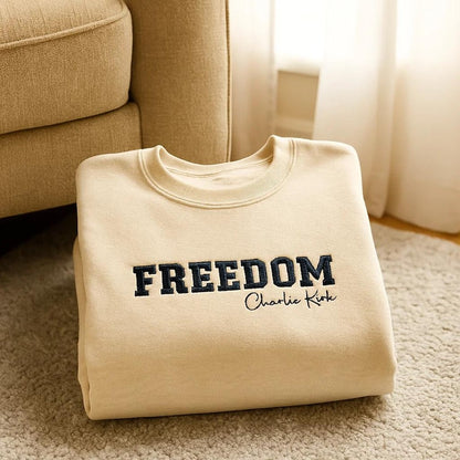 Embroidered Charlie Kirk Freedom Sweatshirt, Charlie Kirk Shirt, Charlie Kirk Freedom Hoodie, Charlie Kirk Shirt, Freedom Charlie Kirk