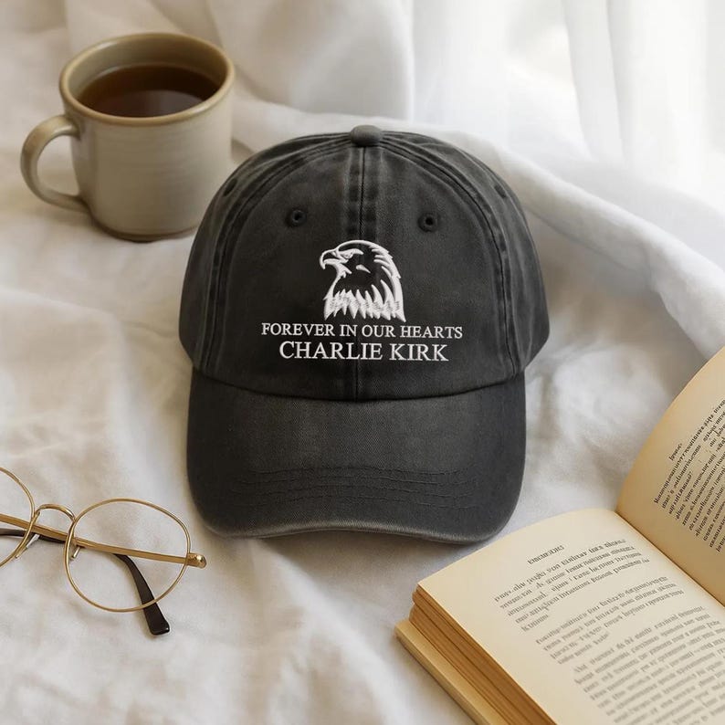 Forever in Our Hearts Memorial Dad Hat Custom Eagle Embroidery Baseball Cap, Personalized Tribute Gift for Loved Ones, Vintage Style Adjustable Cap