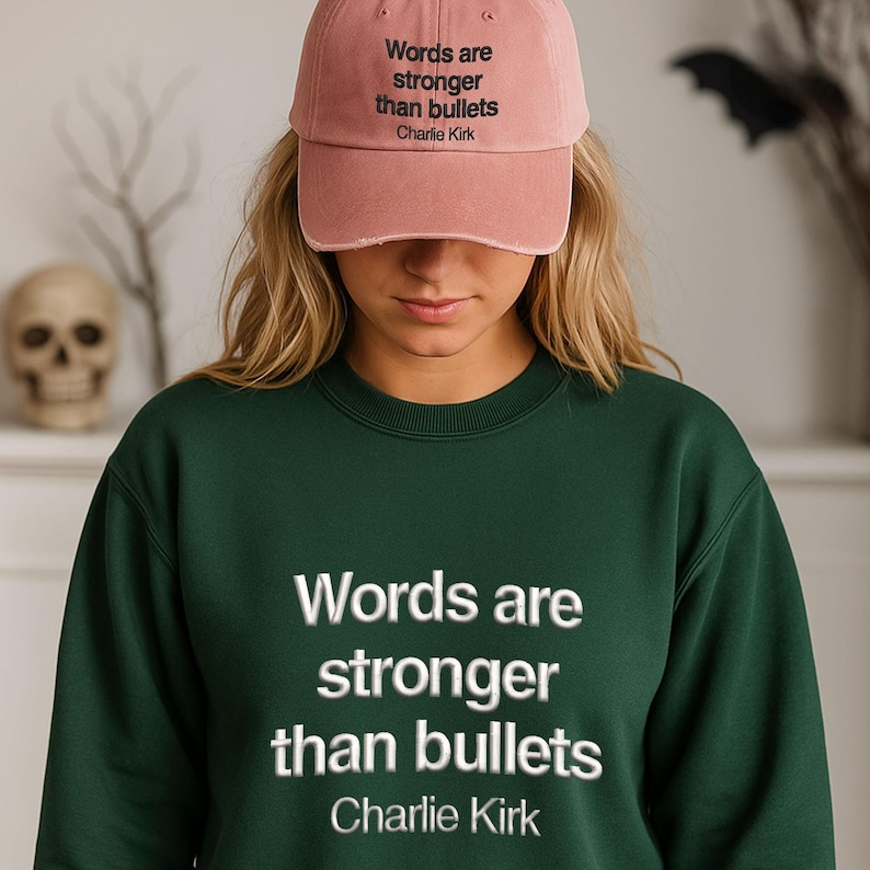 Words Are Stronger Embroidered Sweatshirt, In Memory Of Charlie Kirk Sweater, Human Rights Embroidered Hoodie, Freedom Faith Embroidery