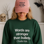 Words Are Stronger Embroidered Sweatshirt, In Memory Of Charlie Kirk Sweater, Human Rights Embroidered Hoodie, Freedom Faith Embroidery