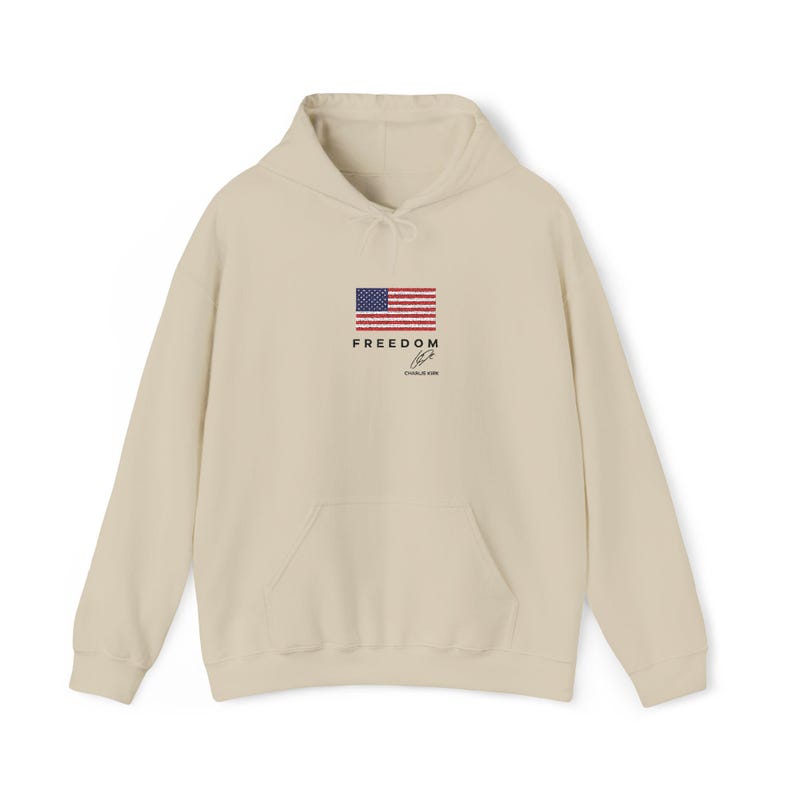 Charlie Kirk Freedom USA Hoodie Embroidered Turning Point Conservative Political Apparel, Patriotic Sweatshirt, Political Gift