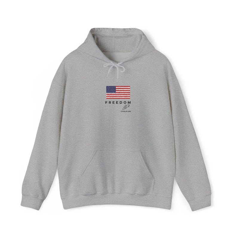 Charlie Kirk Freedom USA Hoodie Embroidered Turning Point Conservative Political Apparel, Patriotic Sweatshirt, Political Gift
