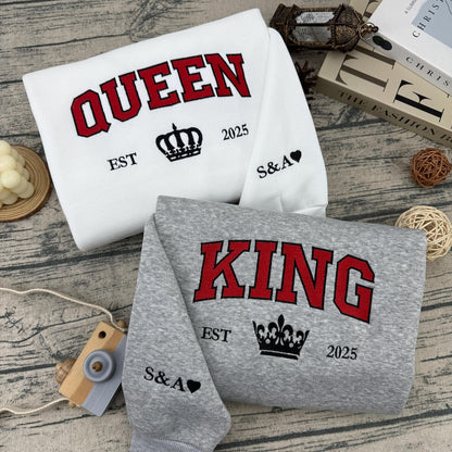 King Queen Sweatshirt, Couple Hoodies, Matching Hoodies, Couple Sweatshirt, Couples Gift, Gift For Couples, Valentine Sweatshirt