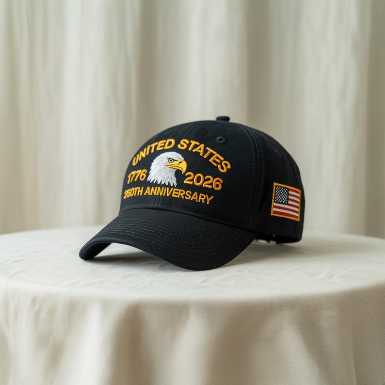Embroidered USA 250th Anniversary Cap, American Eagle Cap, Patriotic Hat, 250th Anniversary Embroidered Baseball, U.S. Tribute Retro Cap il_794xN.7199697766_bhpv.jpg