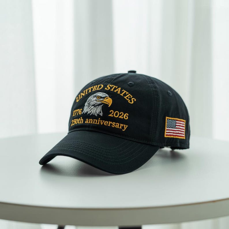 Embroidered USA 250th Anniversary Cap, American Eagle Cap, Patriotic Hat, 250th Anniversary Embroidered Baseball, U.S. Tribute Retro Cap il_794xN.7199697768_nx6u.jpg