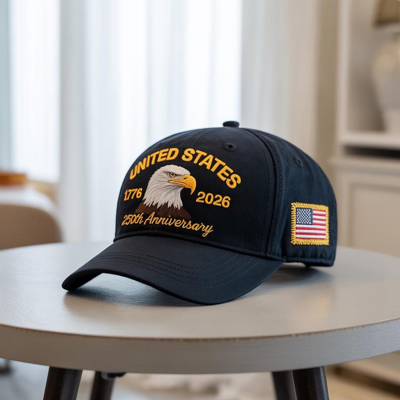 Embroidered USA 250th Anniversary Cap, American Eagle Cap, Patriotic Hat, 250th Anniversary Embroidered Baseball, U.S. Tribute Retro Cap il_794xN.7199697770_iz7b.jpg