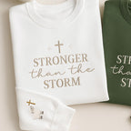 Stronger Than The Storm Christian Sweatshirt Hoodie: Embroidered Faith Apparel, Religious Gift, Christian Hoodie, Bible Verse Sweatshirt