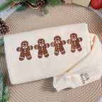 Gingerbread Men Embroidered Sweatshirt, Cute Christmas Cookie Crewneck,Matching Holiday Pullover, Festive Unisex Winter Sweater