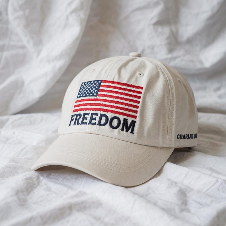 Charlie Kirk Freedom Embroidered Hat, Charlie Kirk Cap, Justice For Charlie Kirk Political Dad Hat