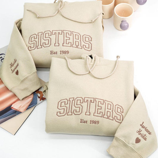 Embroidered Sister Hoodie - Big Sister Sweatshirt - Matching Hoodies For Best Friend - Wedding Gift For Sister - Gifts For Teenage Girls