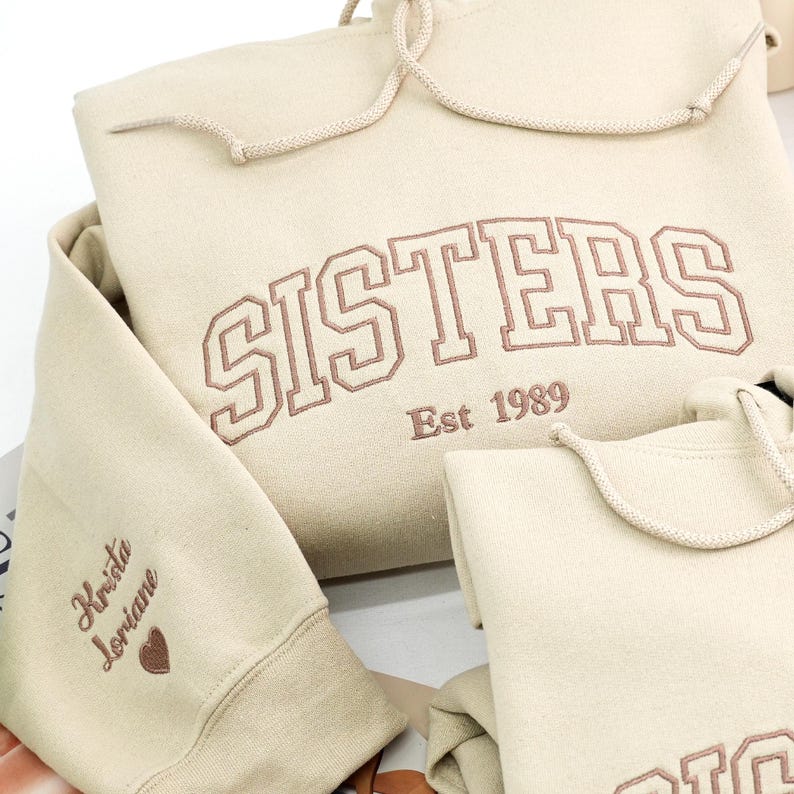 Embroidered Sister Hoodie - Big Sister Sweatshirt - Matching Hoodies For Best Friend - Wedding Gift For Sister - Gifts For Teenage Girls
