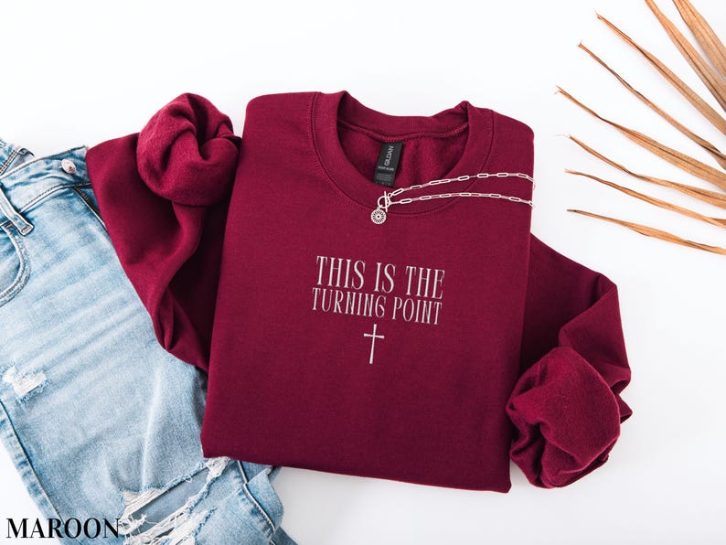 Embroidered This Is The Turning Point Sweatshirt, Charlie Kirk Crewneck, Pro Conservative Freedom Sweater, Patriotic Christian Apparel