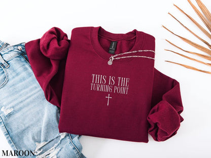 Embroidered This Is The Turning Point Sweatshirt, Charlie Kirk Crewneck, Pro Conservative Freedom Sweater, Patriotic Christian Apparel