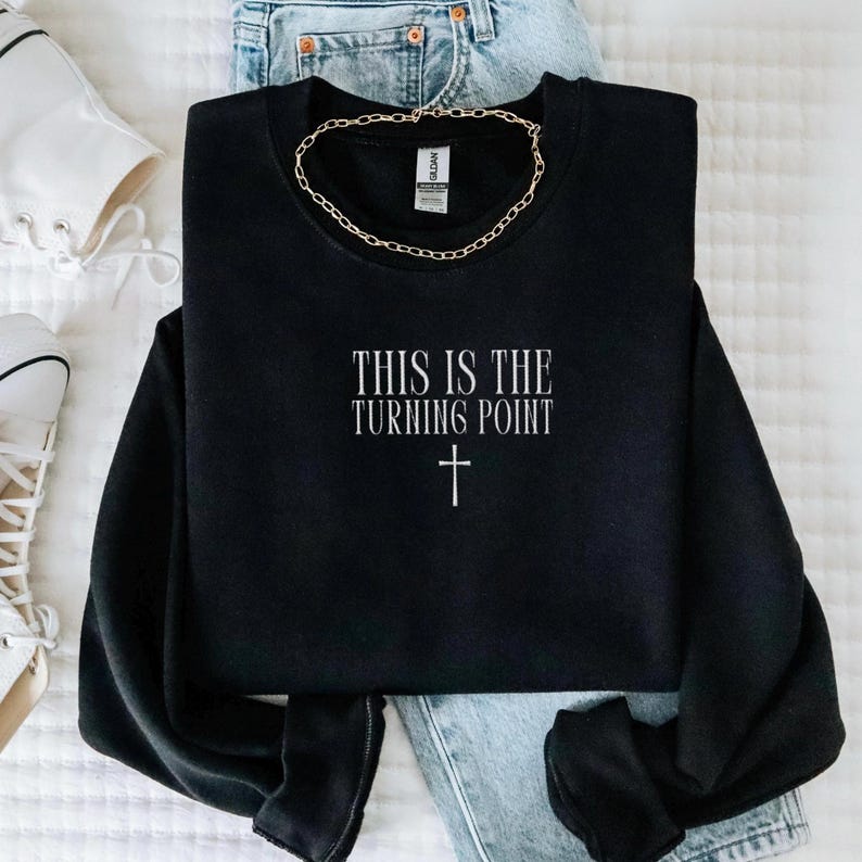 Embroidered This Is The Turning Point Sweatshirt, Charlie Kirk Crewneck, Pro Conservative Freedom Sweater, Patriotic Christian Apparel