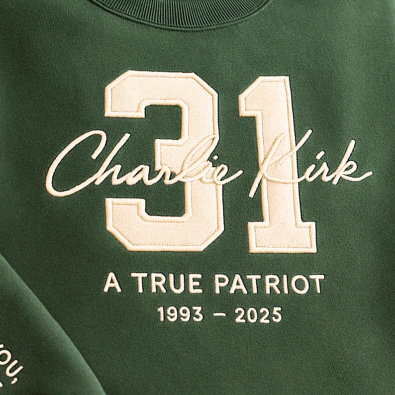 Charlie Kirk Freedom 31 Embroidered Sweatshirt, Freedom Sweater Justice For Charlie Kirk Unisex Sweatshirt Hoodie, Patriotic Hoodie