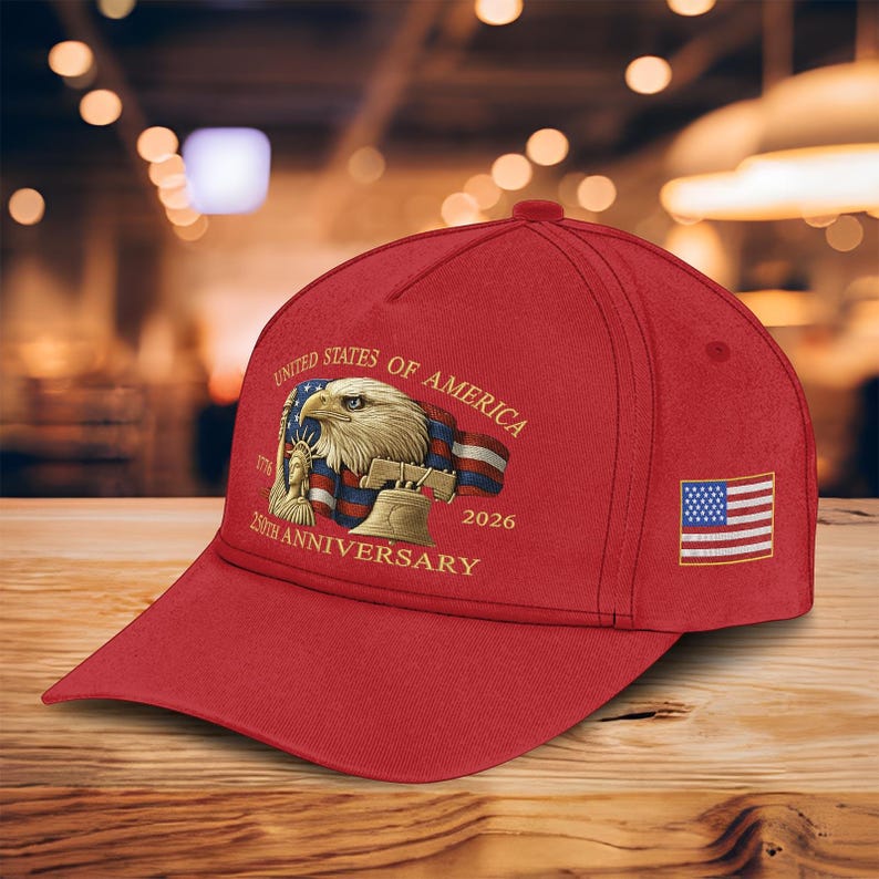 Embroidered Hat United States 250th Anniversary Hat 1776 2026, Print Baseball Cap with Bald Eagle, Liberty Bell & Statue of Liberty il_794xN.7205689950_ff2v.jpg