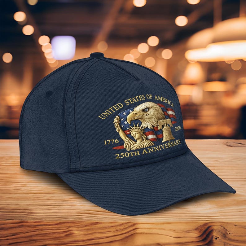 Embroidered Hat United States 250th Anniversary Hat 1776 2026, Print Baseball Cap with Bald Eagle, Liberty Bell & Statue of Liberty il_794xN.7205690112_cp94.jpg