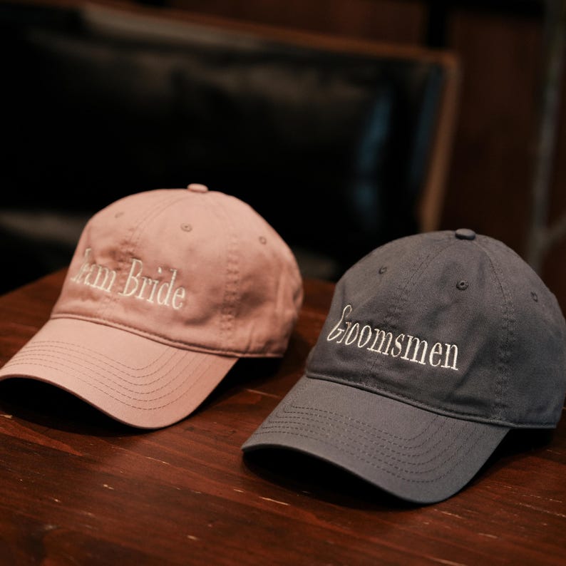 Bride Squad and Groomsmen Embroidered Baseball Caps Wedding Party Matching Hats, Bachelor and Bachelorette Party Accessories, Team Bride Groom Squad Adjustable Cotton Dad Hats for Bridal Crew