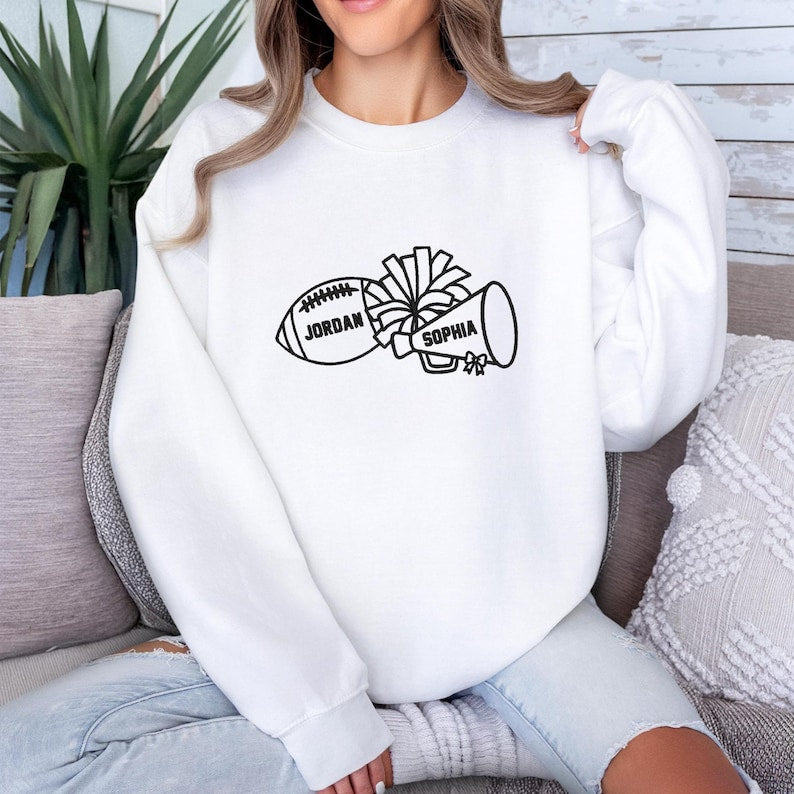 Embroidered Custom Football Cheer Mom Sweatshirt, Gameday Mom of Both Sweater, Football Cheer Gift for Mom Cheer, Football High School Football Hoodie