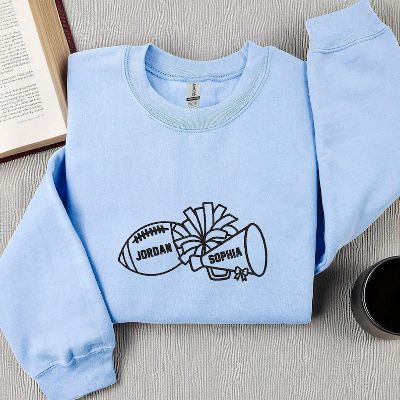 Embroidered Custom Football Cheer Mom Sweatshirt, Gameday Mom of Both Sweater, Football Cheer Gift for Mom Cheer, Football High School Football Hoodie