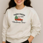 Embroidered Christmas Tree Sweatshirt: Farm Holiday Crewneck, Festive Winter Crewneck for Christmas Lovers, Family Gatherings and Holiday Parties