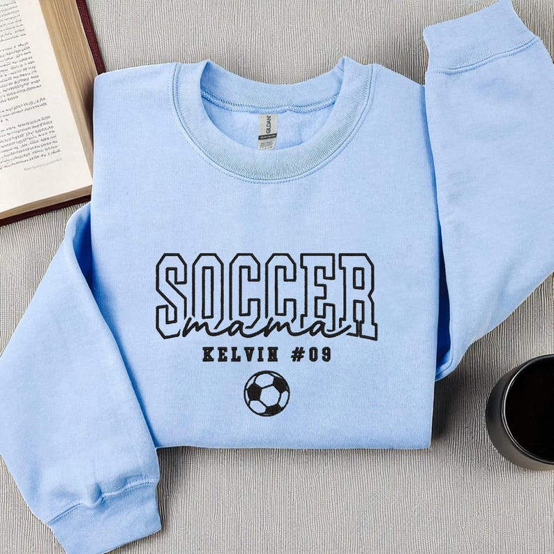 Embroidered Soccer Mom Sweatshirt, Personalized Soccer Mom Hoodie, Soccer Mom Gift, Mothers Day Gift, Soccer Game Day Sweater for Soccer Mama