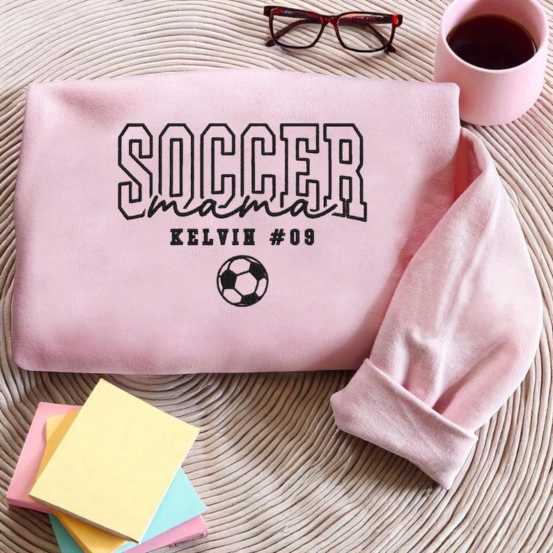 Embroidered Soccer Mom Sweatshirt, Personalized Soccer Mom Hoodie, Soccer Mom Gift, Mothers Day Gift, Soccer Game Day Sweater for Soccer Mama
