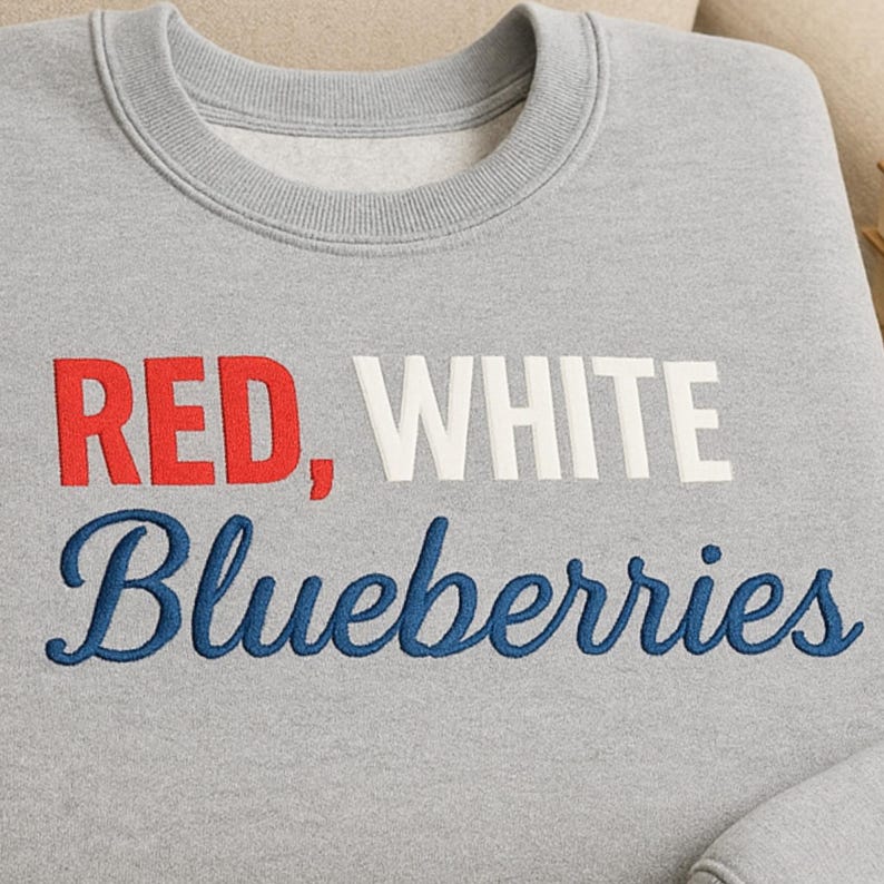 Red White & Blueberries Charlie Kirk Embroidered SweatShirt, Freedom Swater, Charlie Kirk Hoodie Justice for Charlie, Patriotic Hoodie