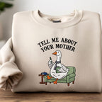 Funny Goose Therapist Embroidered Sweatshirt Beige Crewneck, Quirky Animal Humor Top, Unique Gift for Men and Women