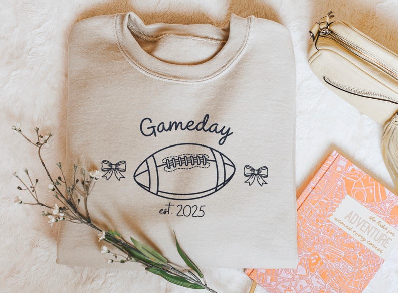 EMBROIDERED Gameday Sweatshirt Football Season Outfit Cute Fall Sports Top Retro Tailgate Apparel Thanksgiving Gift for Women Fans Moms