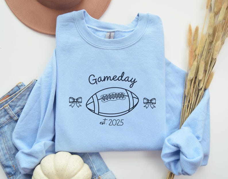 EMBROIDERED Gameday Sweatshirt Football Season Outfit Cute Fall Sports Top Retro Tailgate Apparel Thanksgiving Gift for Women Fans Moms