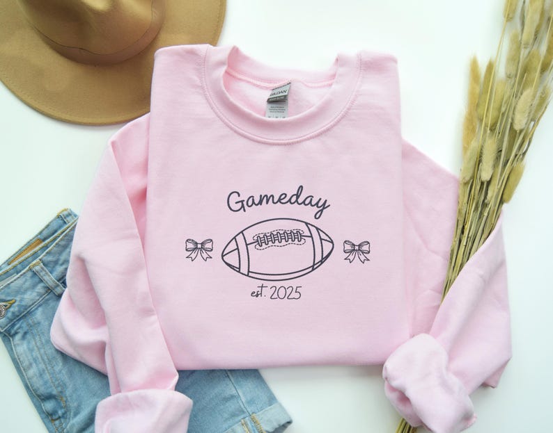 EMBROIDERED Gameday Sweatshirt Football Season Outfit Cute Fall Sports Top Retro Tailgate Apparel Thanksgiving Gift for Women Fans Moms