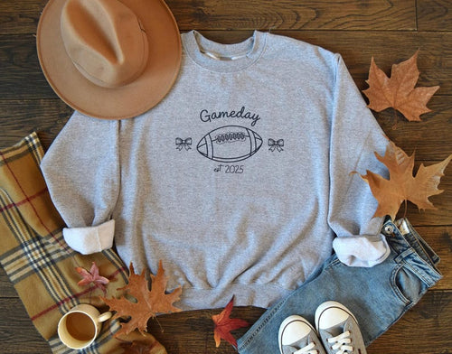 EMBROIDERED Gameday Sweatshirt Football Season Outfit Cute Fall Sports Top Retro Tailgate Apparel Thanksgiving Gift for Women Fans Moms