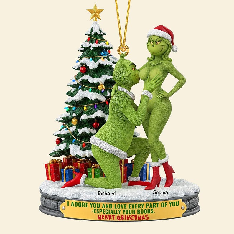 Personalized Naughty Couple Green Monster Ornament, Merry Grinchmas, Funny Christmas Gift For Couple, I Adore You, Christmas Decorations il_794xN.7217471578_jwuu.jpg