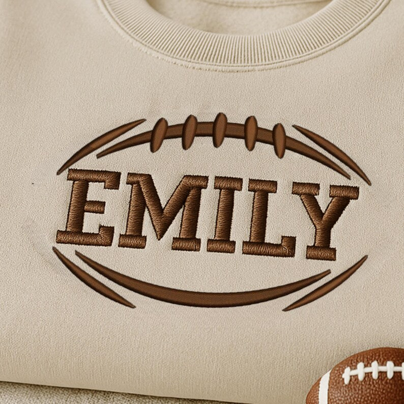 Embroidered Football Sweatshirt: Custom College Sports Sweater, Game Day Football Hoodie, Embroidered Football Hoodie