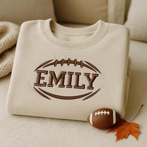 Embroidered Football Sweatshirt: Custom College Sports Sweater, Game Day Football Hoodie, Embroidered Football Hoodie