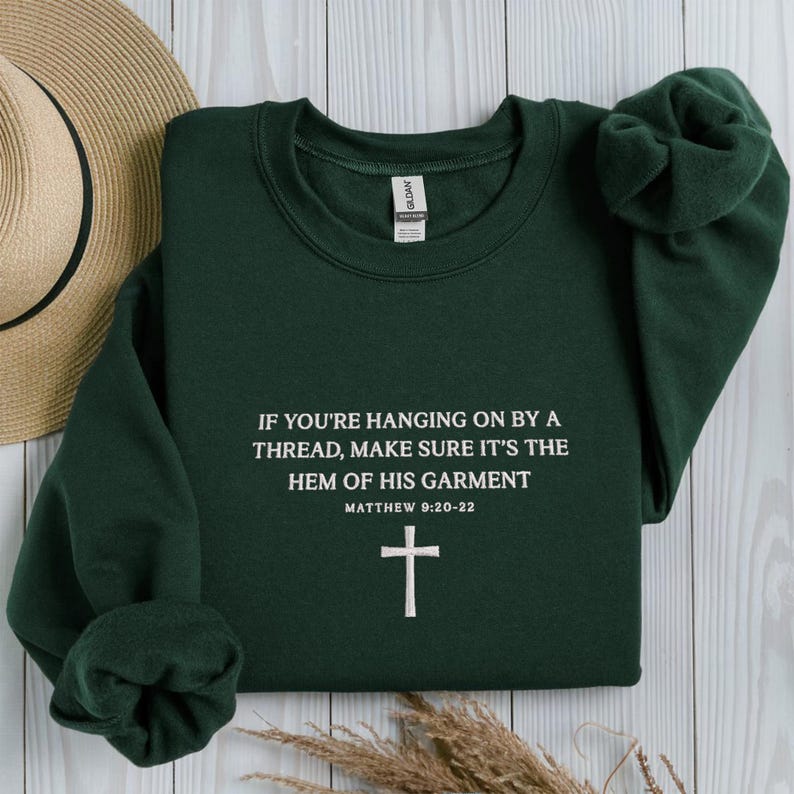 Embroidered If You're Hanging By A Thread Sweater, Christian Bible Verse Sweatshirt, Religious Apparel, Faith Hoodie, Christian Mom Hoodie