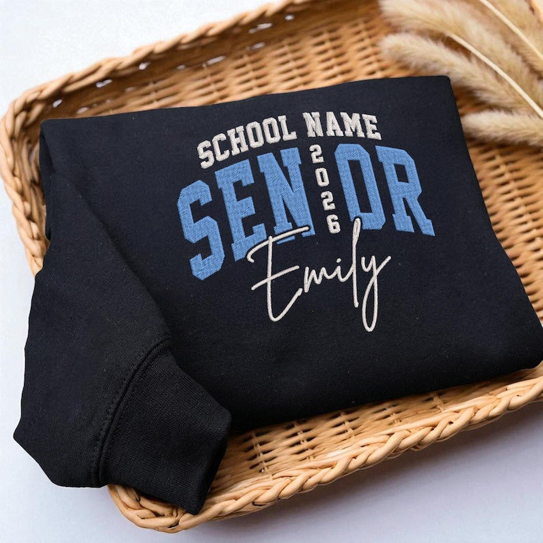 Embroidered Personalized Senior Sweatshirt, Senior Team Sweater, Senior Night Hoodie, Senior Sunrise, Class of 2026 Sweatshirt, Senior Cheer Gift