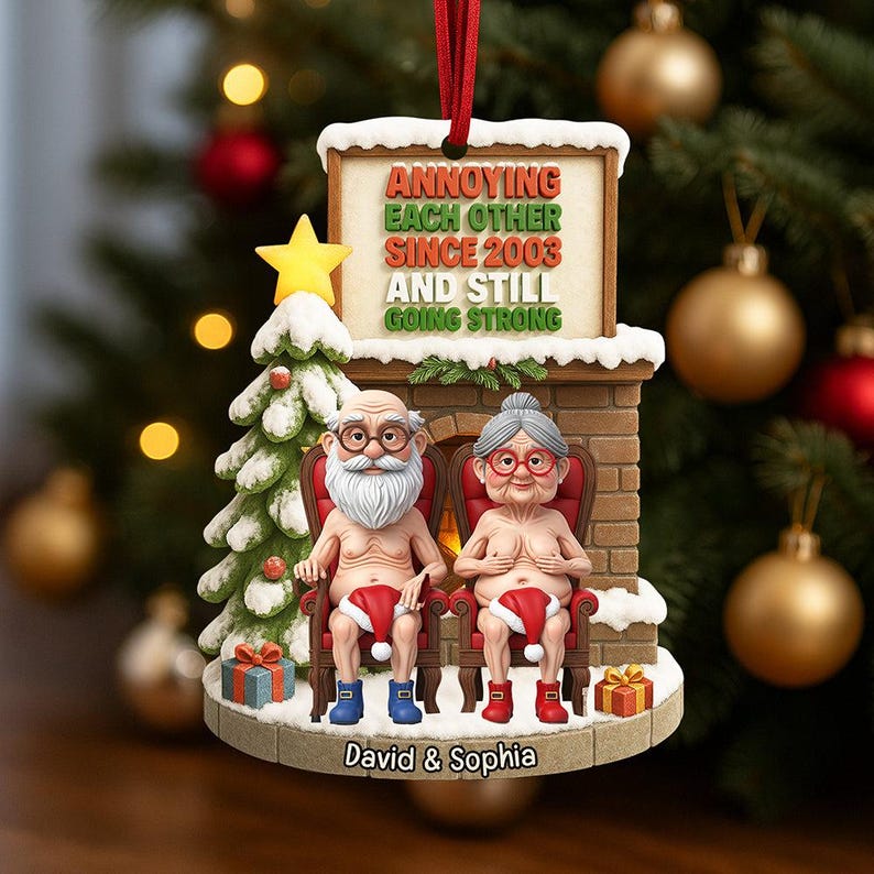 Personalized Naughty Old Couple Christmas Ornament, Annoying each other since Xmas Ornament, Flat 2D Ornament, Custom Name Ornament Gifts il_794xN.7225858966_5uq2.jpg