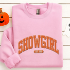 Showgirl Era Embroidered Sweatshirt, Orange Show Girl Sweater, Showgirl Life Embroidered Hoodie, Album Release Party Embroidery