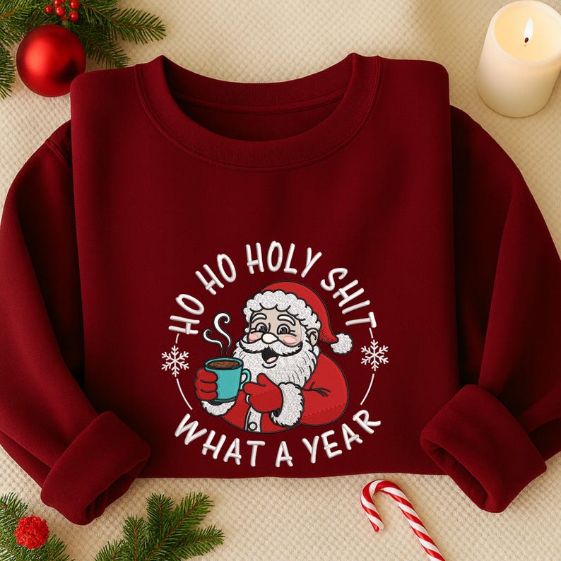 Funny Christmas Santa Sweatshirt Cozy Holiday Pullover, Humorous Ugly Xmas Sweater Gift for Men and Women, Christmas Gift