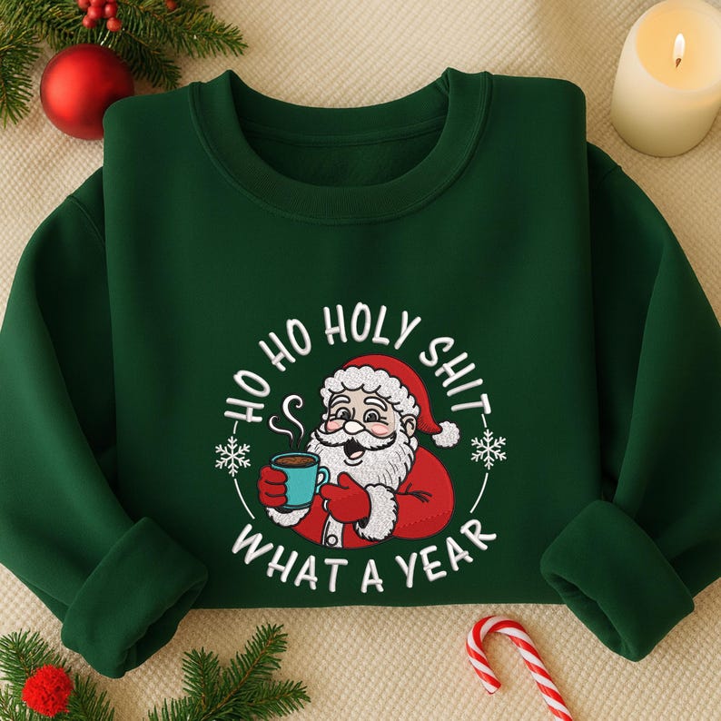 Funny Christmas Santa Sweatshirt Cozy Holiday Pullover, Humorous Ugly Xmas Sweater Gift for Men and Women, Christmas Gift