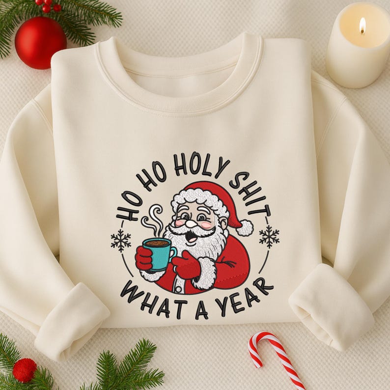 Funny Christmas Santa Sweatshirt Cozy Holiday Pullover, Humorous Ugly Xmas Sweater Gift for Men and Women, Christmas Gift