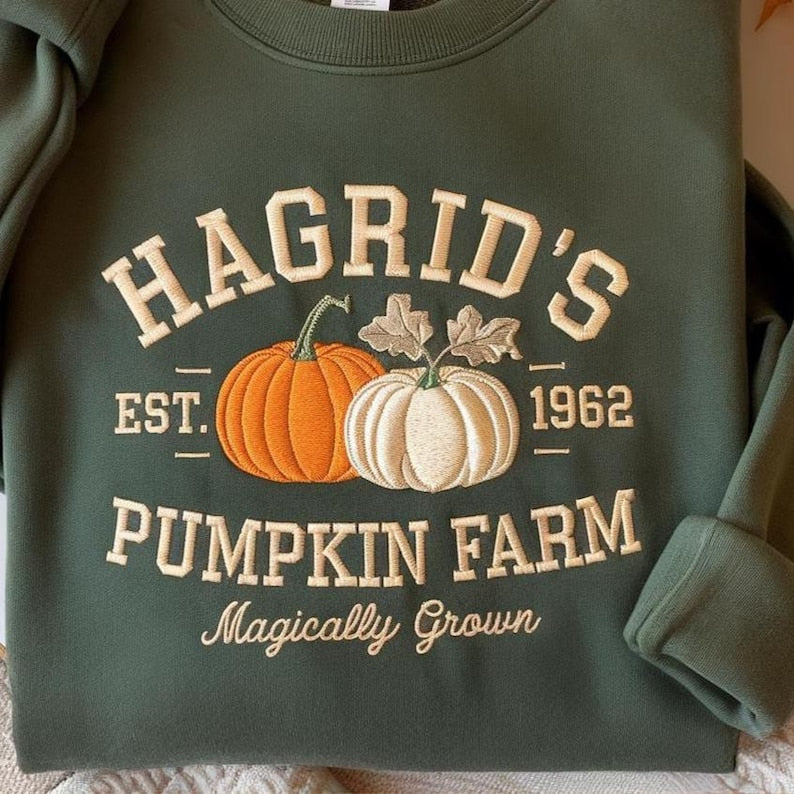 Hagrid Pumpkin Embroidered Sweatshirt, Fall Wizard Sweatshirt, Fall Sweater, Cozy Autumn Shirt, Halloween Pumpkin Patch, Magical Farm Shirt