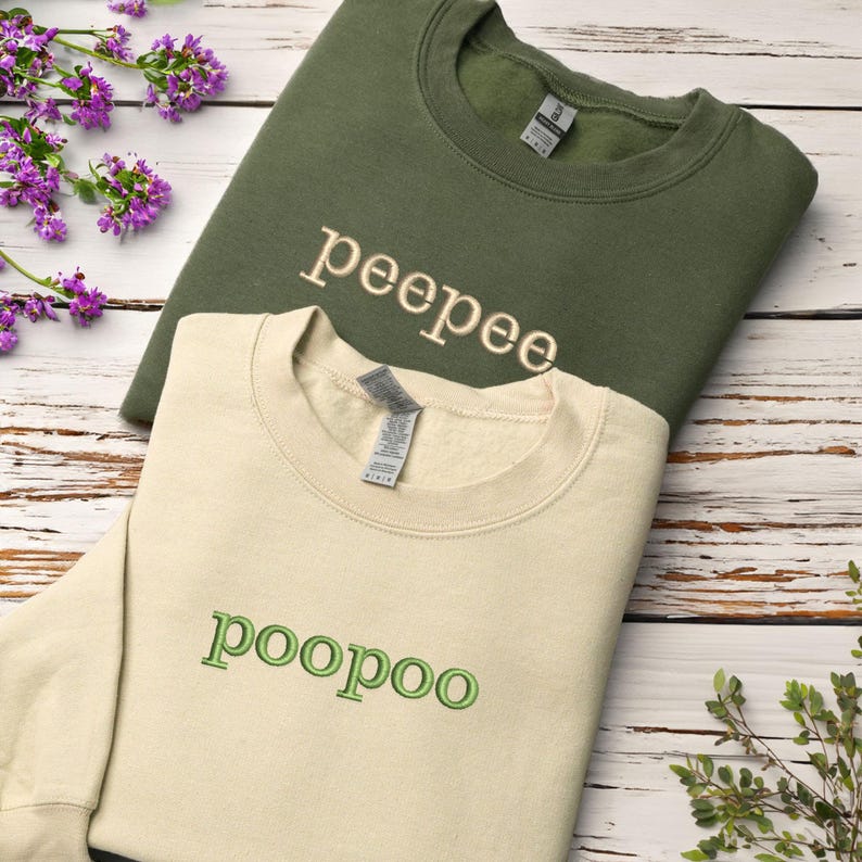 Cute Embroidered Sweatshirts Fun Matching Unisex Pullover Tops for Friends, Gift For Couples, Family Gifts, Anniversary Gift