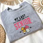 Embroidered Senior 2026 Sweatshirt, Preppy Coquette Senior 2026 Sweater, My Last First Day Senior 2026 Hoodie, Class Of 2026 Hoodie, Coquette Bow