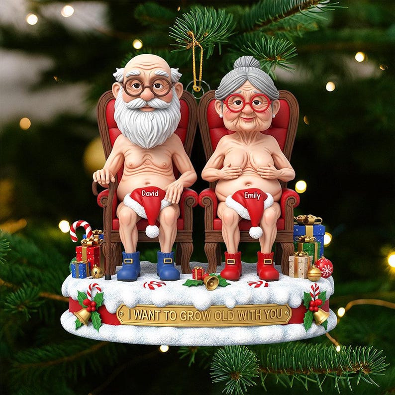 Personalized Naughty Old Couple Christmas Ornament, Annoying each other since Xmas Ornament, Flat 2D Ornament, Custom Name Ornament Gifts il_794xN.7237836422_k4su.jpg