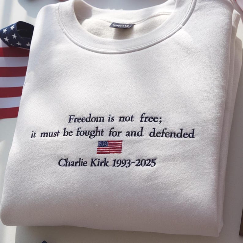 A True Patriot Charlie Kirk Embroidered Sweatshirt, Republican Sweater, Political Hoodie, Rest In Peace Charlie Kirk Sweatshirt, Turning Point USA Hoodie