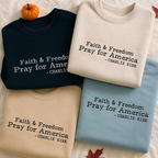 Human Rights Embroidered Sweatshirt, Faith & Freedom Embroidered Sweater, In Memory Of Charlie Hoodie, Pray For America Embroidery