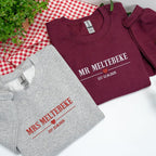 Custom Embroidered Mr & Mrs Sweatshirt with Est Year, Personalized Couple Crewneck, Wedding Anniversary Gift